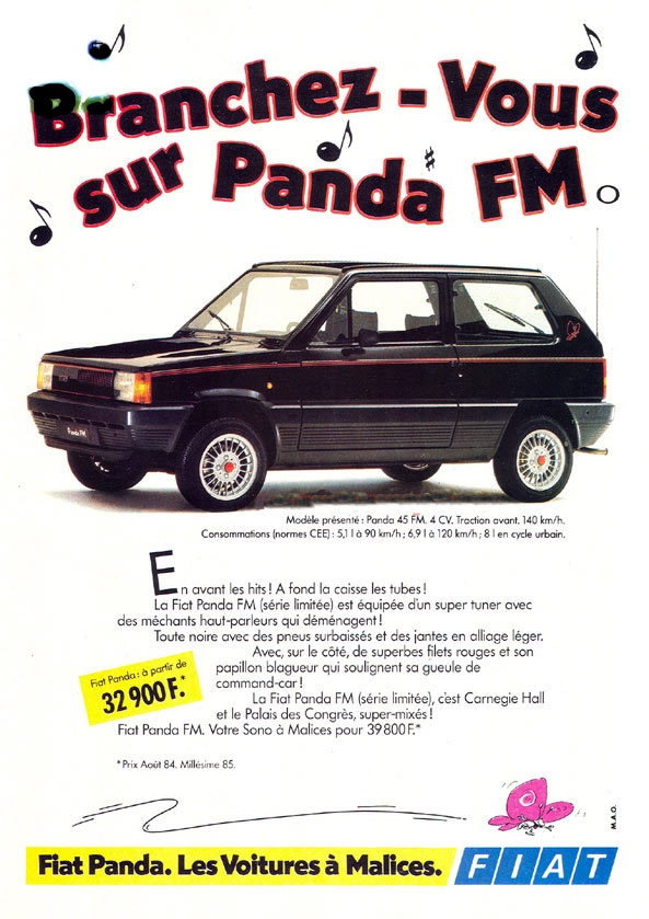 Affiche publicitaire de la Fiat Panda de première génération (1980-2003)