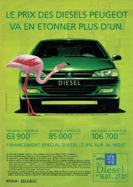 Affiche publicitaire de la Peugeot 406 diesel (1997)