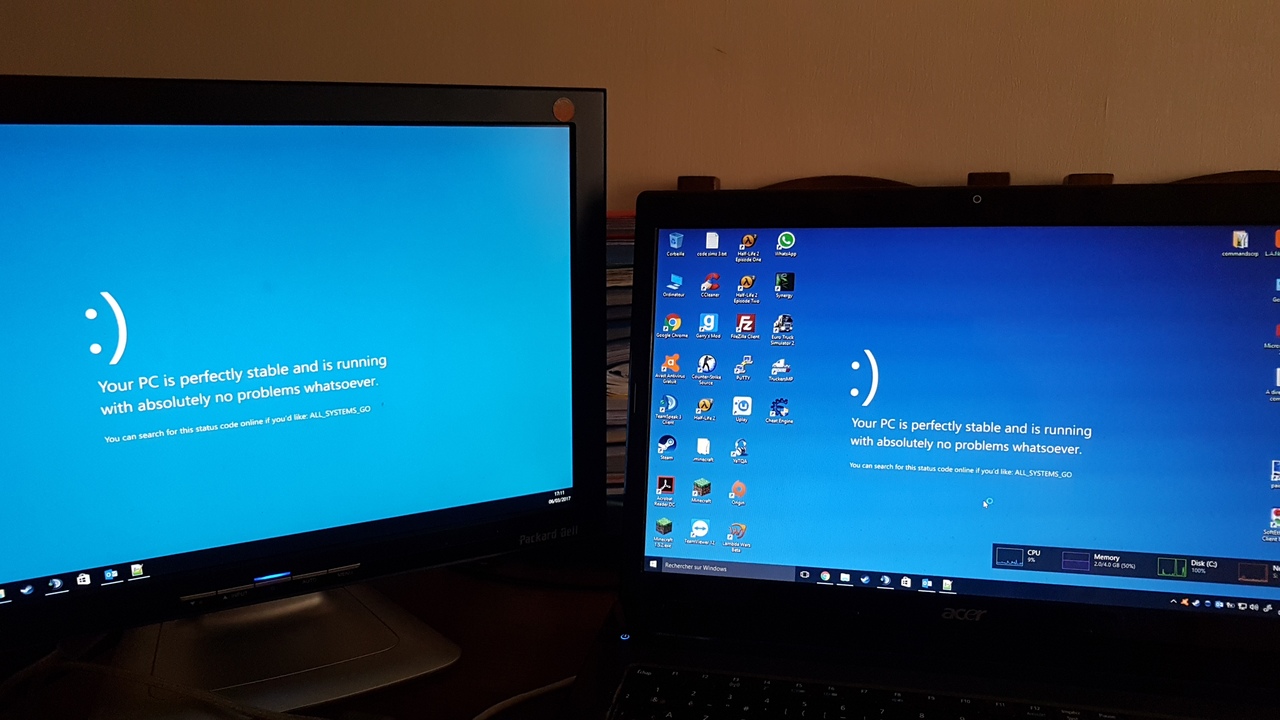 Mon ordinateur en fonctionnement avec un écran externe (février 2017)