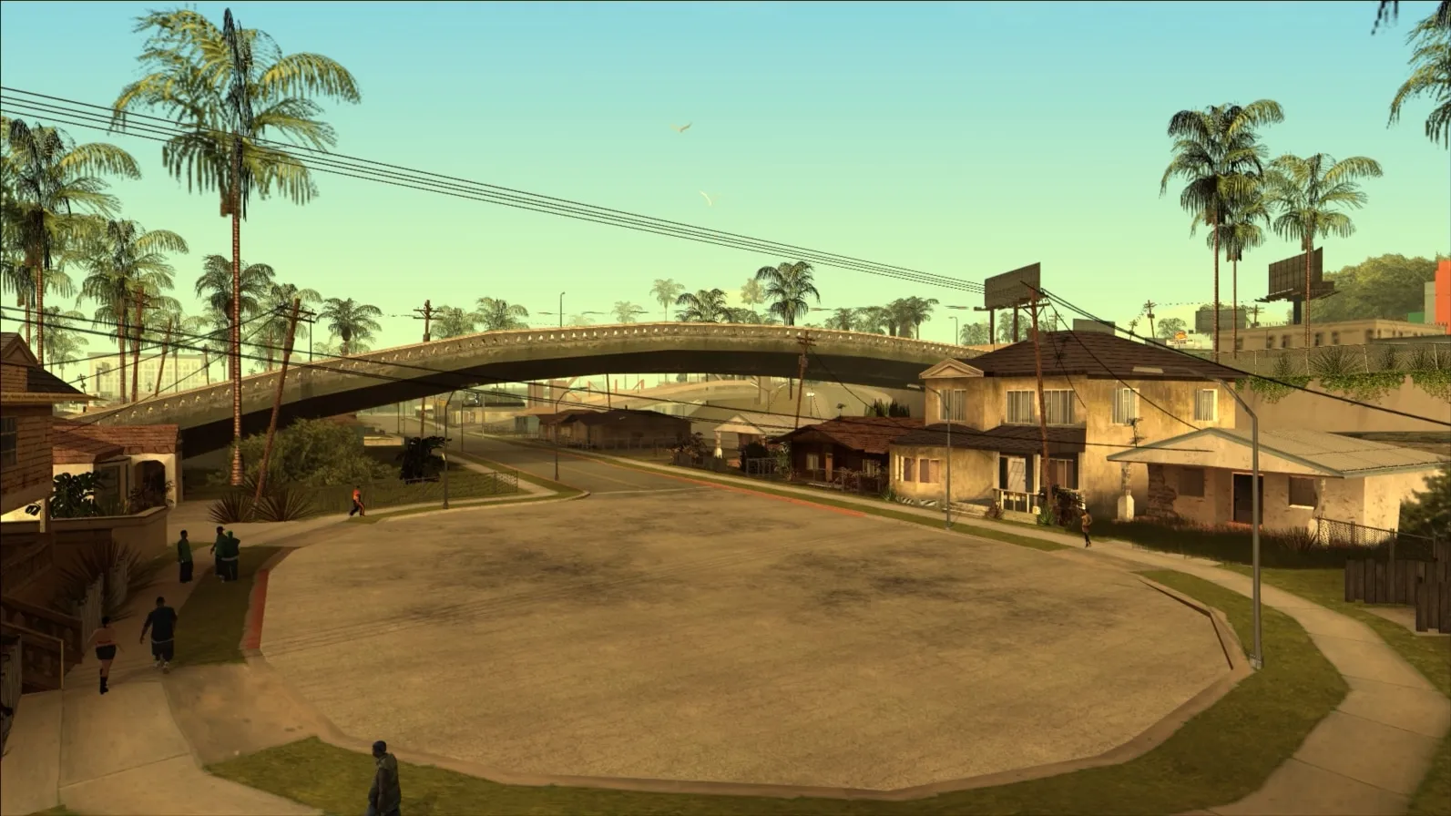 Rendu en jeu de « Groove Street » dans Grand Theft Auto : San Andreas (2004)