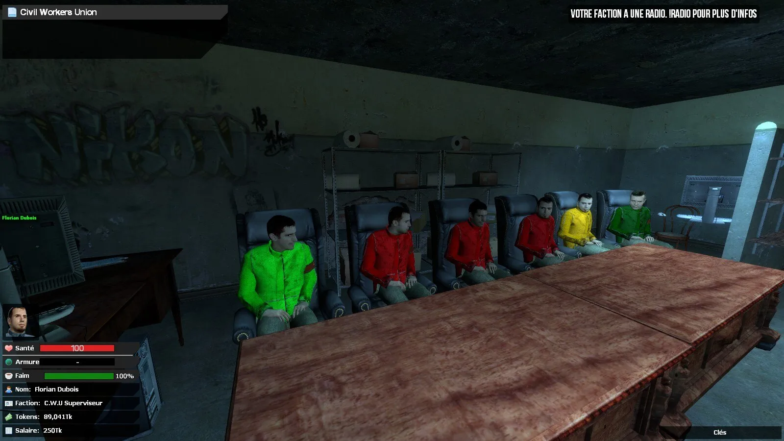 Capture d'écran de plusieurs C.W.U par grade de couleurs avant une formation (2015)