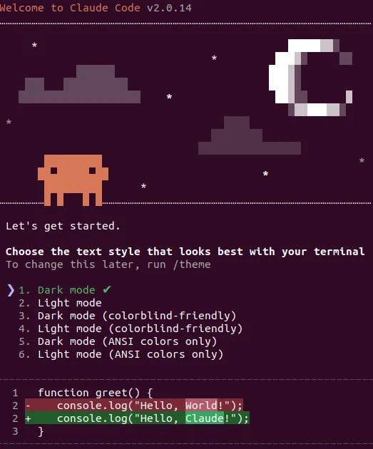 Image de l'installation de Claude Code en ligne de commande
