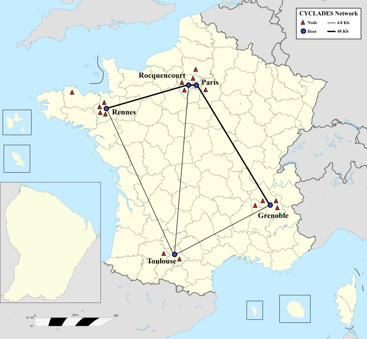 Plan de la topologie prévue pour Cyclades en janvier 1973 (2017)
