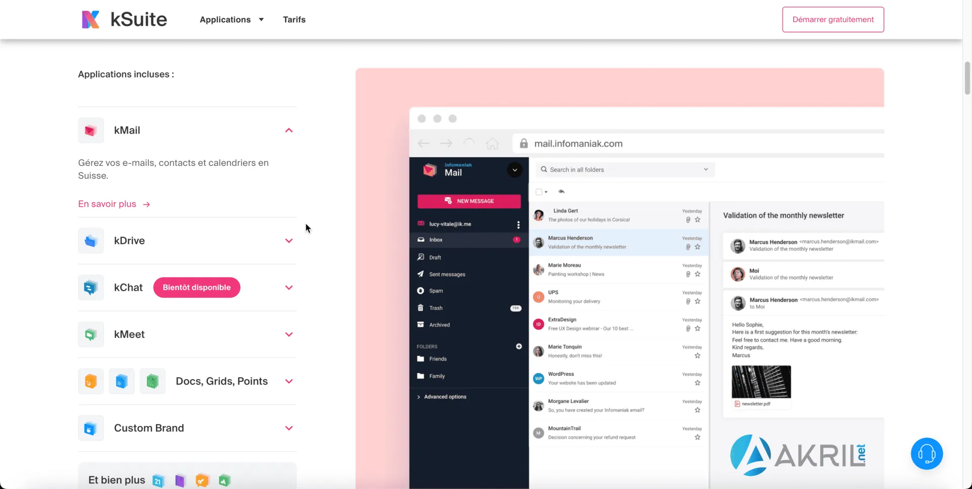 Image promotionnelle de kSuite, la suite collaborative d'Infomaniak (2026)